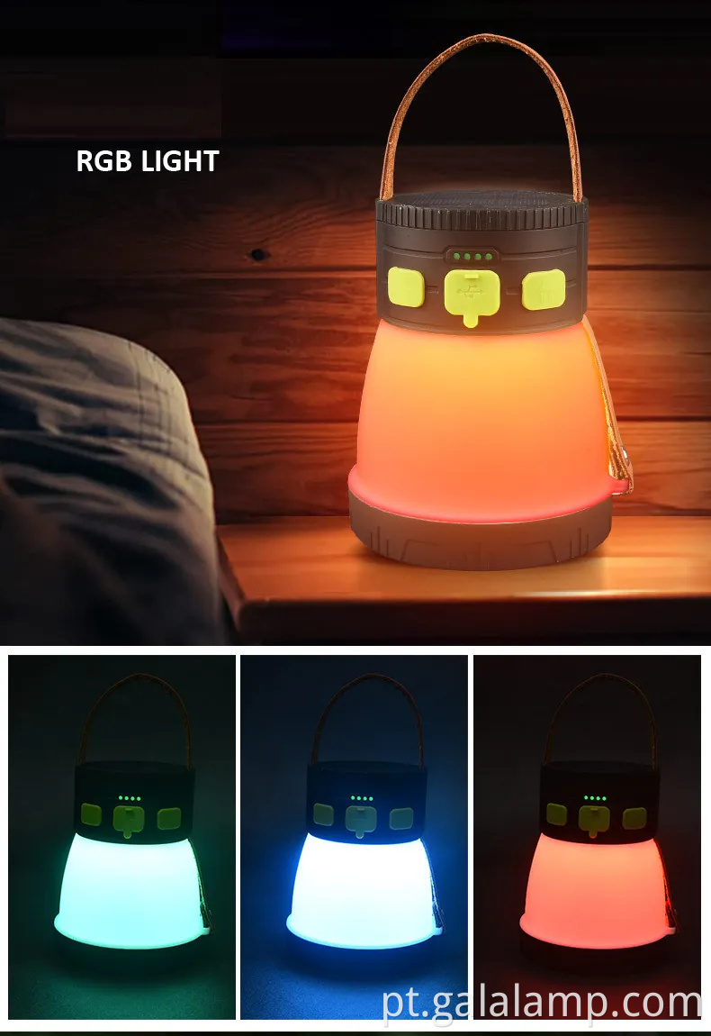 Lanterna de acampamento recarregável solar com um carregador de telefone com carregador de telefone